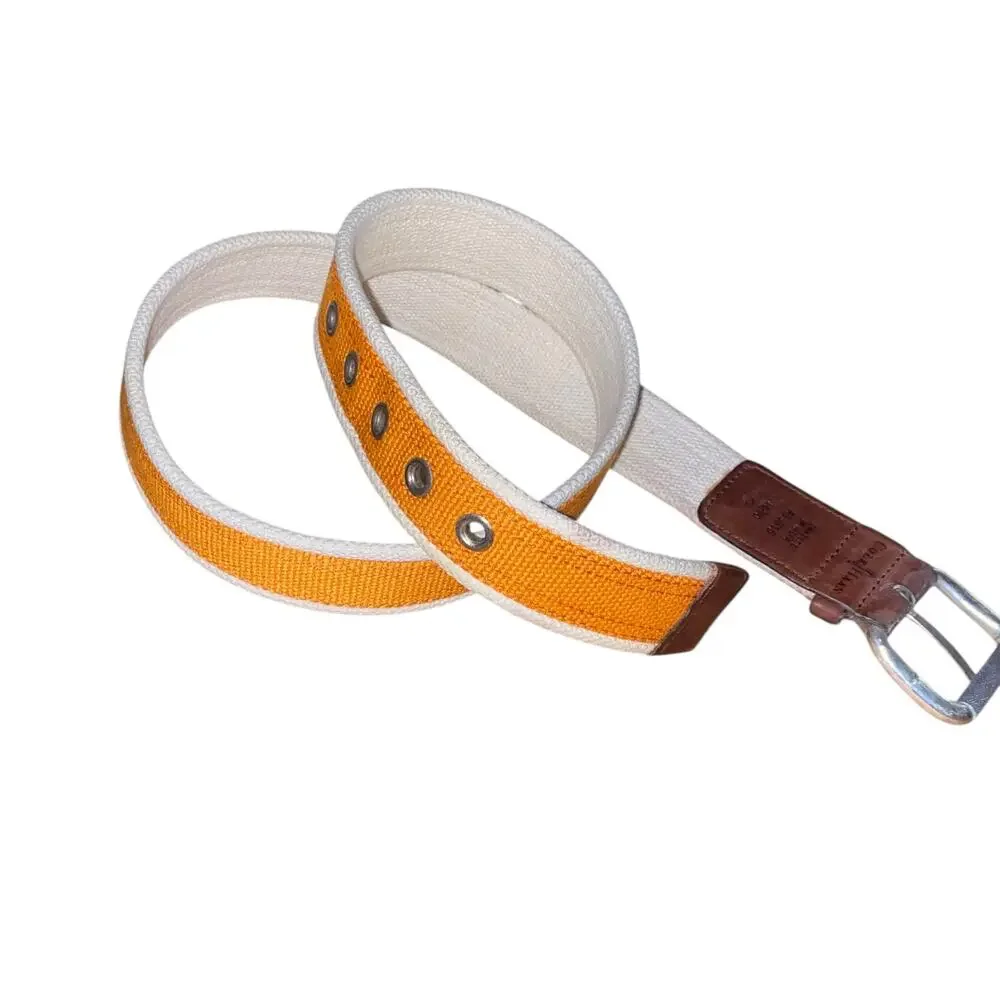 Men’s Cole Haan Size 36 Canvas Belt with Leather Accent and Solid Brass Hardware